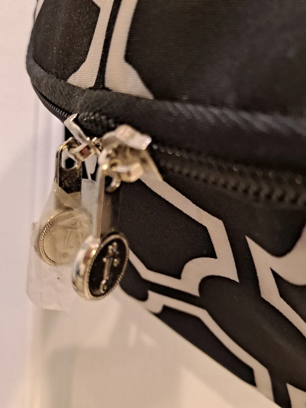 Initials Inc Black & White Geometric Hanging Toiletry Cosmetic Travel Bag